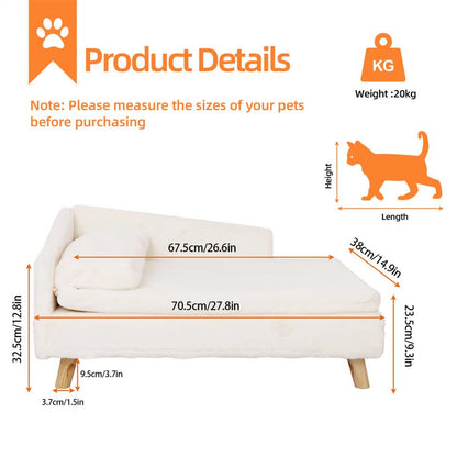 Luxurious Rectangular Pet Sofa Bed with Anti-Skid Base V767-P-XM116-S