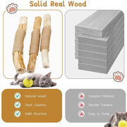 Solid Wood Cat Tree with 3 Branches & Baskets V767-P-XM1668