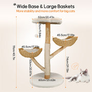Solid Wood Cat Tree with 3 Branches & Baskets V767-P-XM1668