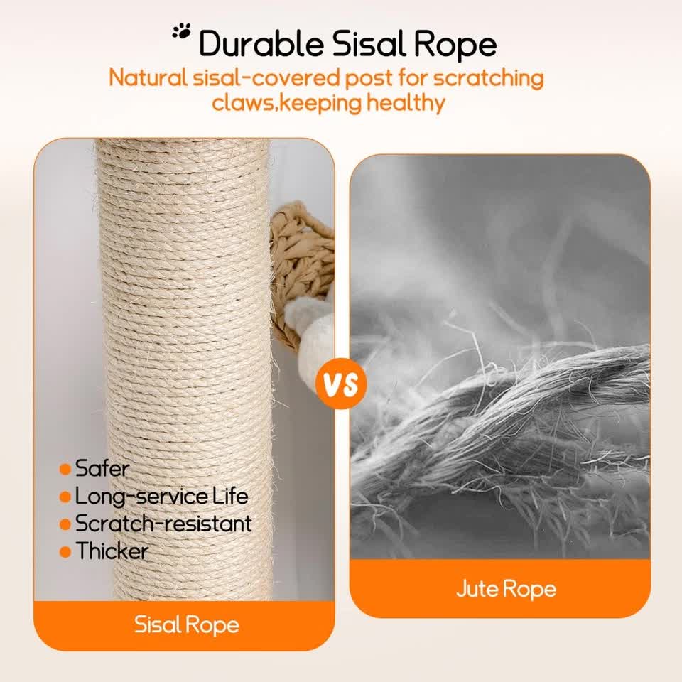 P&P Natural Wood White 3-Tier Cat Tower with Scratching Post, Condo and Plush Baskets V767-P-XM1671