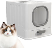 Big Top Entry Deep Tray Enclosed Kitty Cat Litter Box Easy To Clean Pull Handle V767-P-XM1672