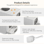 Big Top Entry Deep Tray Enclosed Kitty Cat Litter Box Easy To Clean Pull Handle V767-P-XM1672