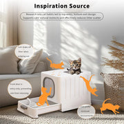 Big Top Entry Deep Tray Enclosed Kitty Cat Litter Box Easy To Clean Pull Handle V767-P-XM1672