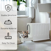 Big Top Entry Deep Tray Enclosed Kitty Cat Litter Box Easy To Clean Pull Handle V767-P-XM1672