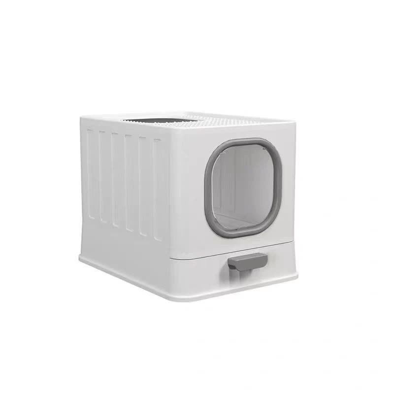 Big Top Entry Deep Tray Enclosed Kitty Cat Litter Box Easy To Clean Pull Handle V767-P-XM1672
