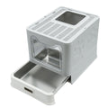 Stainless Steel Enclosed Cat Litter Box Top Exit Pet Toilet Box w/ Litter Scoop V767-P-XM1768