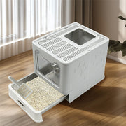 Stainless Steel Enclosed Cat Litter Box Top Exit Pet Toilet Box w/ Litter Scoop V767-P-XM1768