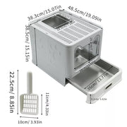 Stainless Steel Enclosed Cat Litter Box Top Exit Pet Toilet Box w/ Litter Scoop V767-P-XM1768
