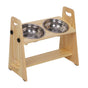 Wooden Elevated Dog Food Bowl with 2 Stainless Steel Bowls Adjustable Pet Feeding Station for Dogs and Cats V767-P-ZF1317-G1