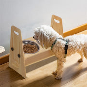 Wooden Elevated Dog Food Bowl with 2 Stainless Steel Bowls Adjustable Pet Feeding Station for Dogs and Cats V767-P-ZF1317-G1