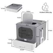 Foldable Fully Enclosed Hooded Cat Litter Box Self-Cleaning Kitty Toilet w Tray V767-P-ZM118
