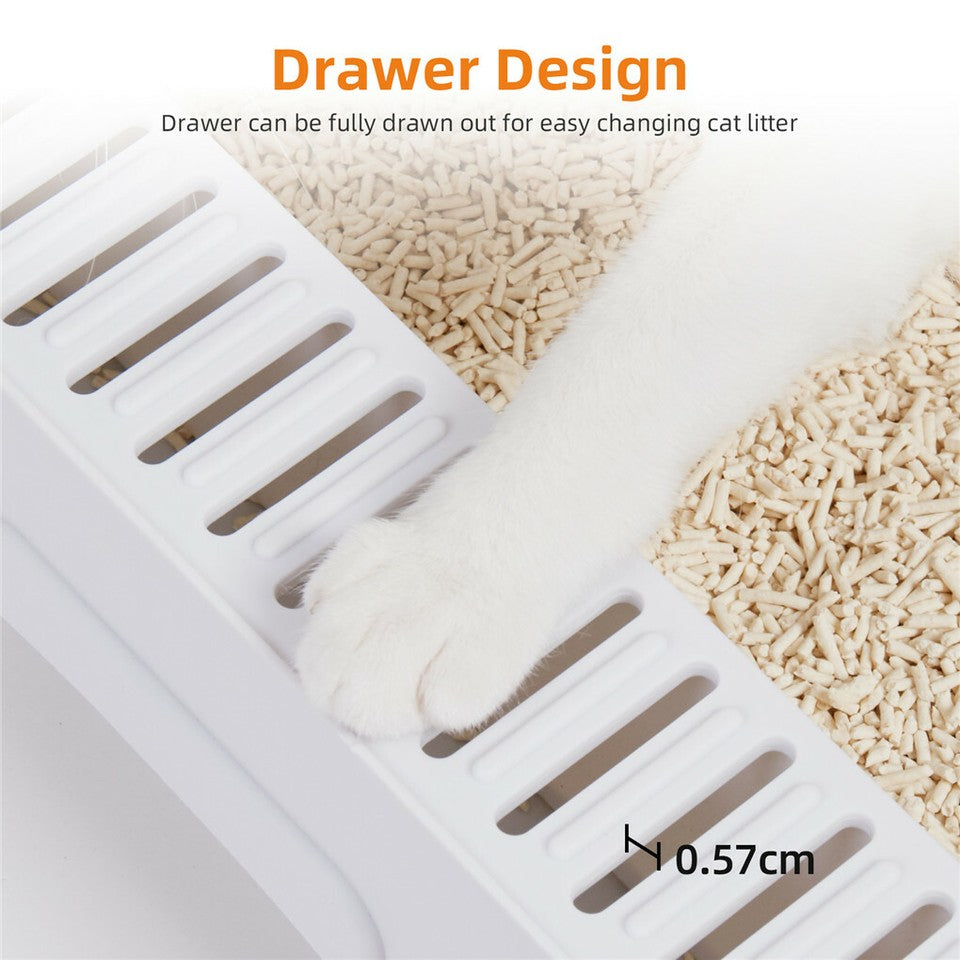Foldable Fully Enclosed Hooded Cat Litter Box Self-Cleaning Kitty Toilet w Tray V767-P-ZM118