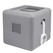 Foldable Fully Enclosed Hooded Cat Litter Box Self-Cleaning Kitty Toilet w Tray V767-P-ZM118