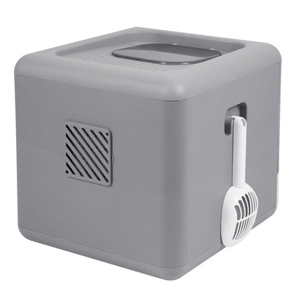 Foldable Fully Enclosed Hooded Cat Litter Box Self-Cleaning Kitty Toilet w Tray V767-P-ZM118