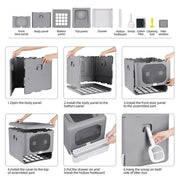 Foldable Fully Enclosed Hooded Cat Litter Box Self-Cleaning Kitty Toilet w Tray V767-P-ZM118