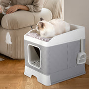 Large Hooded Cat Litter Box with Enclosed Top V767-P-ZM123