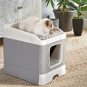 Large Hooded Cat Litter Box with Enclosed Top V767-P-ZM123