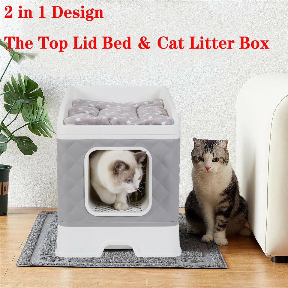 Large Hooded Cat Litter Box with Enclosed Top V767-P-ZM123