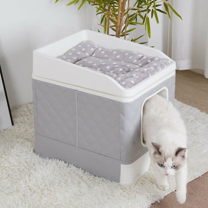 Large Hooded Cat Litter Box with Enclosed Top V767-P-ZM123
