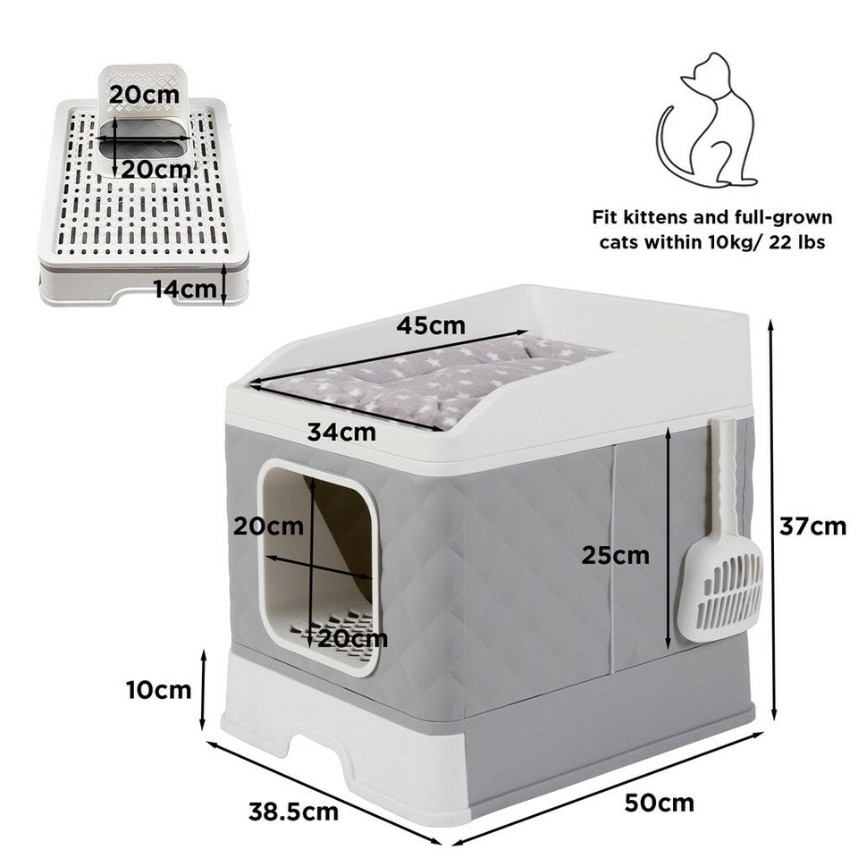 Large Hooded Cat Litter Box with Enclosed Top V767-P-ZM123