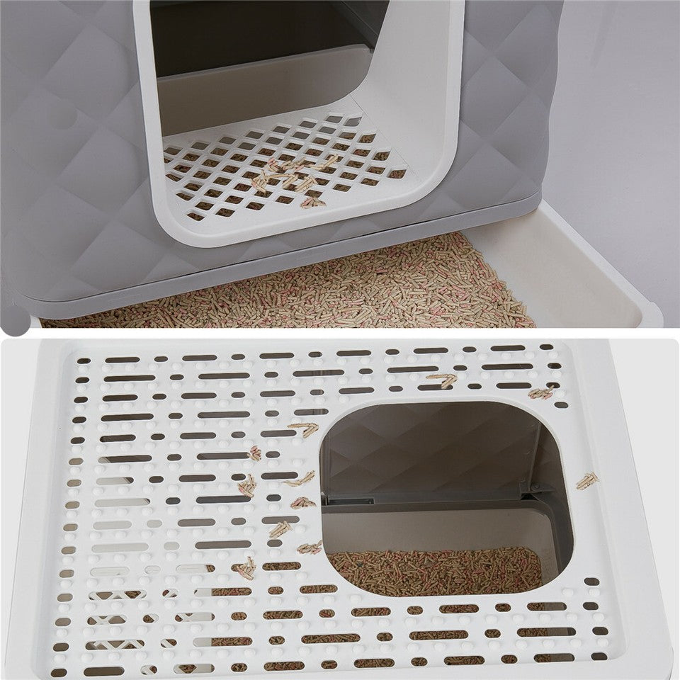 Large Hooded Cat Litter Box with Enclosed Top V767-P-ZM123