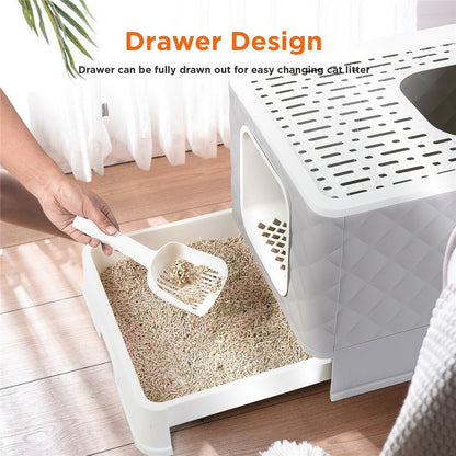 Large Hooded Cat Litter Box with Enclosed Top V767-P-ZM123