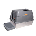 65L Big Cat Stainless Steel Litter Box With Lid High Wall With Triple Pedal Gray V767-P-ZM1636