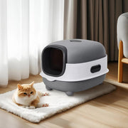 Large Capacity Enclosed Cat Litter Box with Hood and Scoop, Leak-Proof Design V767-P-ZM1674