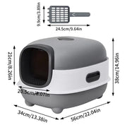 Large Capacity Enclosed Cat Litter Box with Hood and Scoop, Leak-Proof Design V767-P-ZM1674