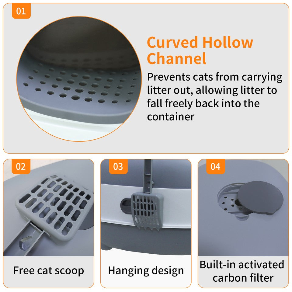 Leak-Proof Cat Littering Box V767-P-ZM1674-GY