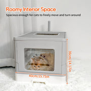 Large Enclosed Cat Litter Box Foldable Cat Kitten Toilet Box with Slide-Out Tray V767-P-ZM1726-GY