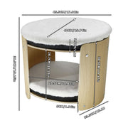 Natural Wood Cat Bunk Bed with Cushioned Two Tiers for Stylish Pet Comfort V767-P-ZM1777