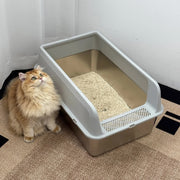 P&P Grey Silver Stainless Steel Cat Litter Box with High Sides, Open Top and Scoop V767-P-ZM1811
