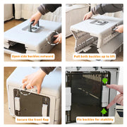 Portable Cat Travel Carrier Collapsible Plastic Kitten Pet Carry Crate V767-P-ZM1823-GY