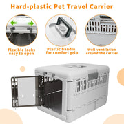 Portable Cat Travel Carrier Collapsible Plastic Kitten Pet Carry Crate V767-P-ZM1823-GY