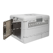Portable Cat Travel Carrier Collapsible Plastic Kitten Pet Carry Crate V767-P-ZM1823-GY