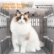 Portable Cat Travel Carrier Collapsible Plastic Kitten Pet Carry Crate V767-P-ZM1823-GY