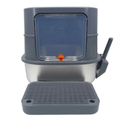 P&P Jumbo Stainless Steel Cat Litter Box for Multi-Cats Large Toilet Box with Removable Lid V767-P-ZM1828