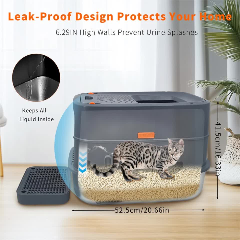 P&P Jumbo Stainless Steel Cat Litter Box for Multi-Cats Large Toilet Box with Removable Lid V767-P-ZM1828