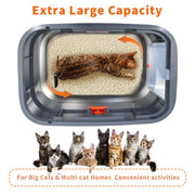 P&P Jumbo Stainless Steel Cat Litter Box for Multi-Cats Large Toilet Box with Removable Lid V767-P-ZM1828