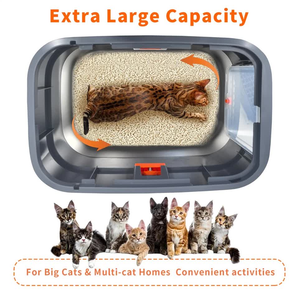 P&P Jumbo Stainless Steel Cat Litter Box for Multi-Cats Large Toilet Box with Removable Lid V767-P-ZM1828