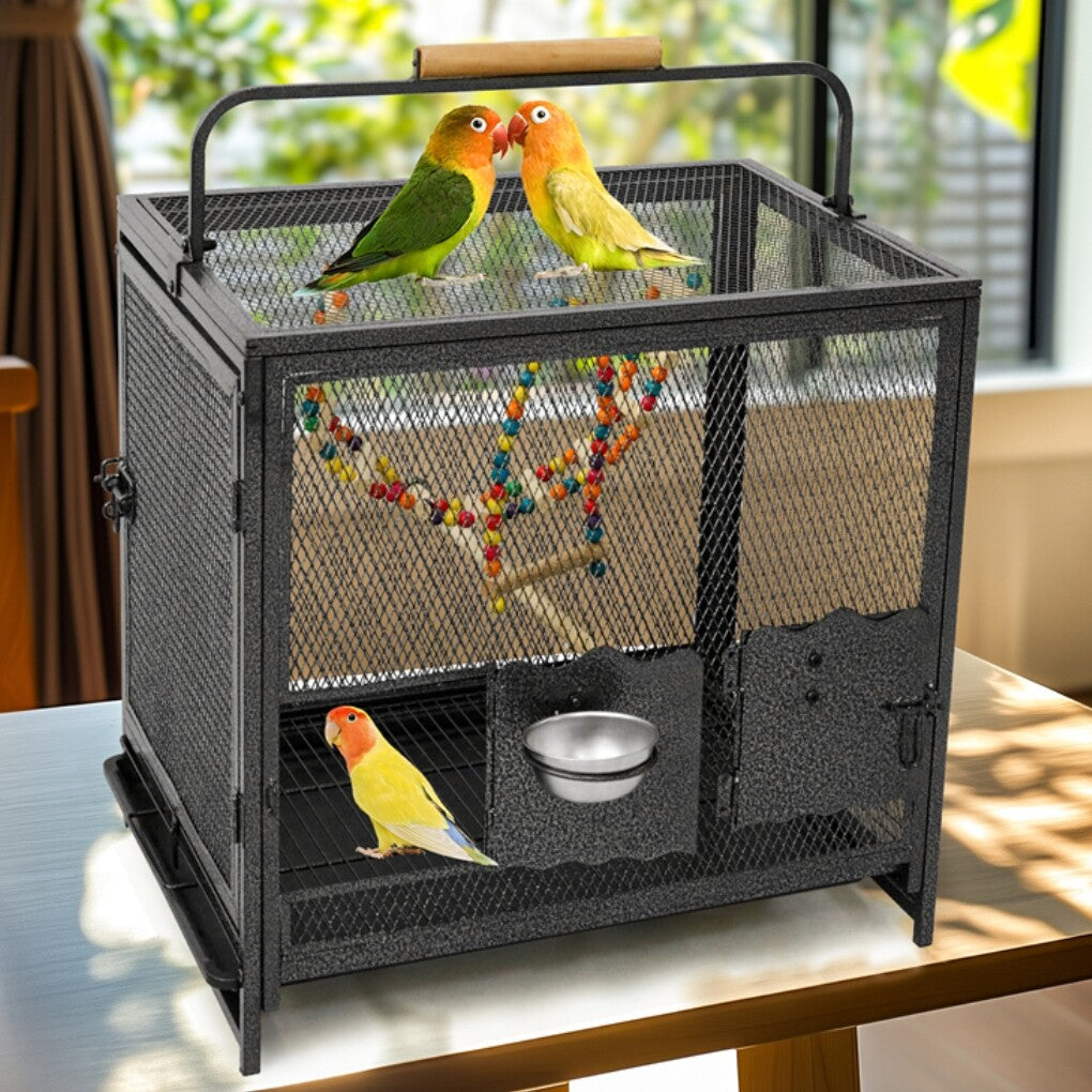 Heavy Duty Metal Bird Cage Parrot Transport Carrying Cage Large Pet Cages Aviary V767-P-ZN1683