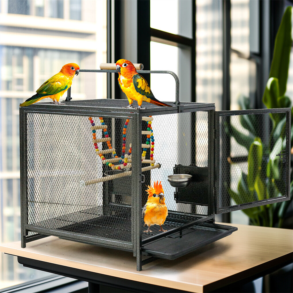 Heavy Duty Metal Bird Cage Parrot Transport Carrying Cage Large Pet Cages Aviary V767-P-ZN1683