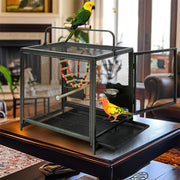 Heavy Duty Metal Bird Cage Parrot Transport Carrying Cage Large Pet Cages Aviary V767-P-ZN1683