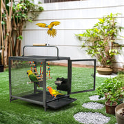 Heavy Duty Metal Bird Cage Parrot Transport Carrying Cage Large Pet Cages Aviary V767-P-ZN1683
