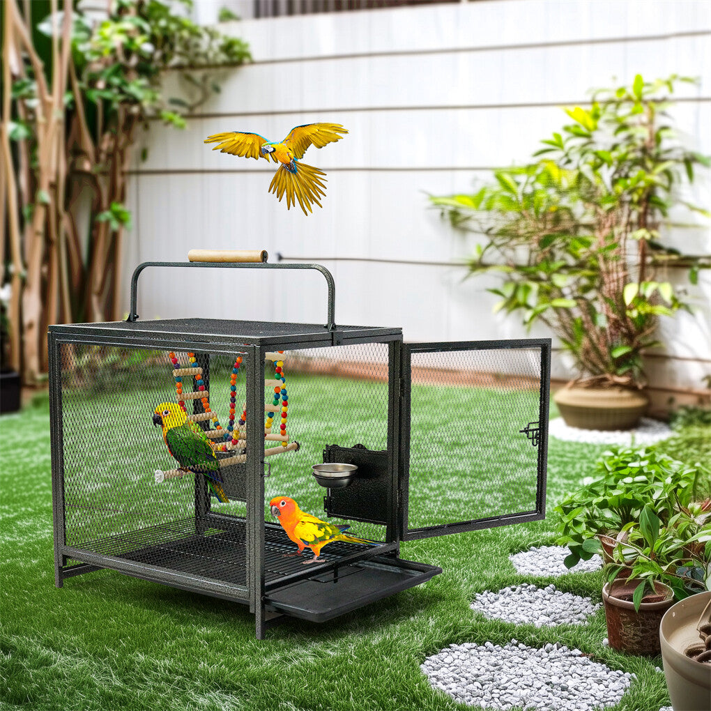 Heavy Duty Metal Bird Cage Parrot Transport Carrying Cage Large Pet Cages Aviary V767-P-ZN1683