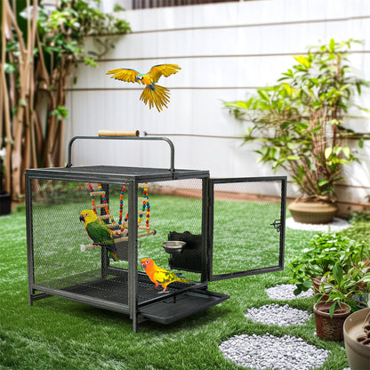 Heavy Duty Metal Bird Cage Parrot Transport Carrying Cage Large Pet Cages Aviary V767-P-ZN1683