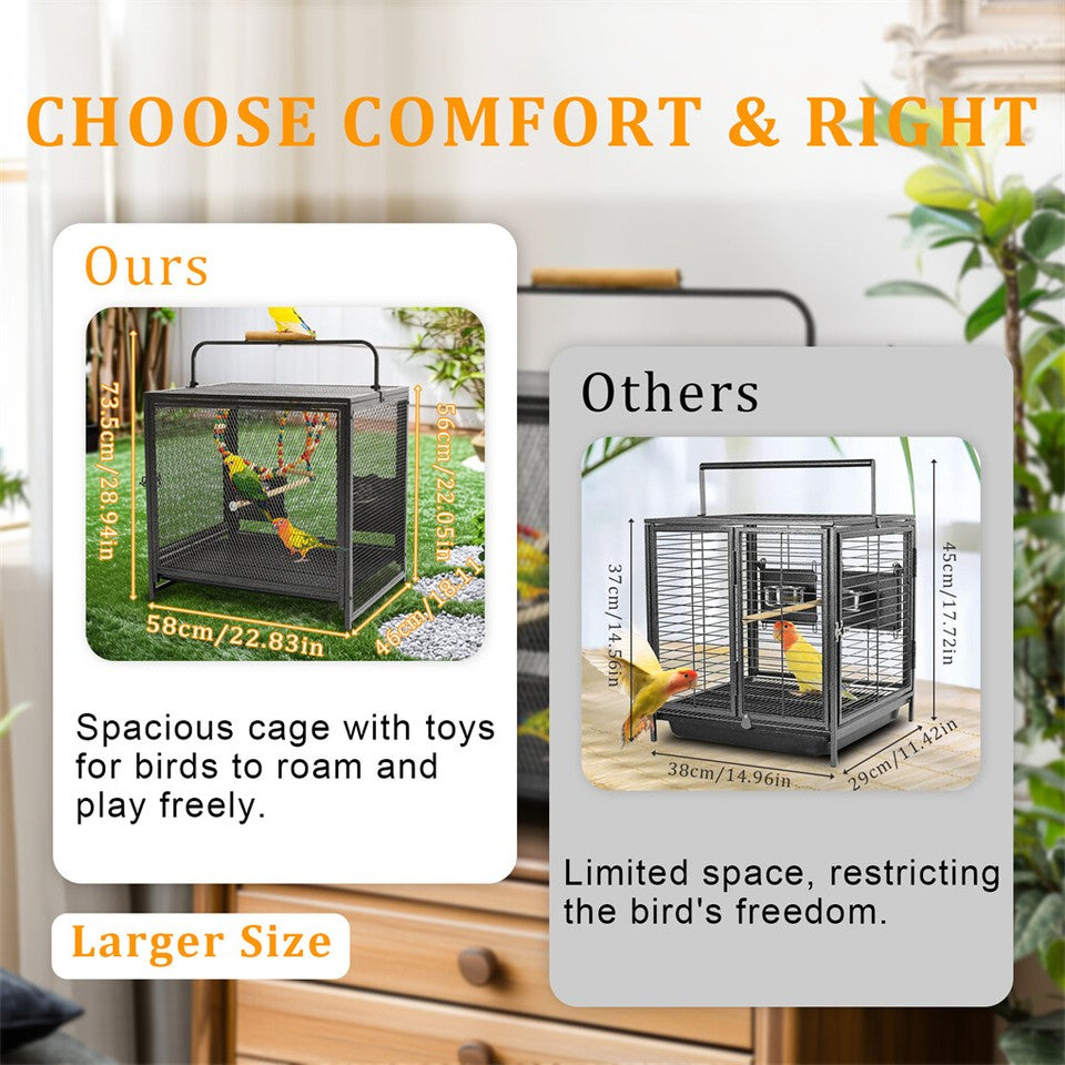 Heavy Duty Metal Bird Cage Parrot Transport Carrying Cage Large Pet Cages Aviary V767-P-ZN1683