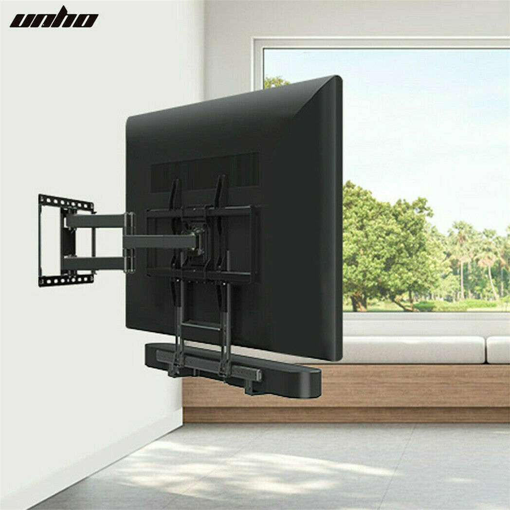 Universal Adjustable TV Soundbar Bracket Soundbar Mount Holder Wall 2Way Install V767-U-360B