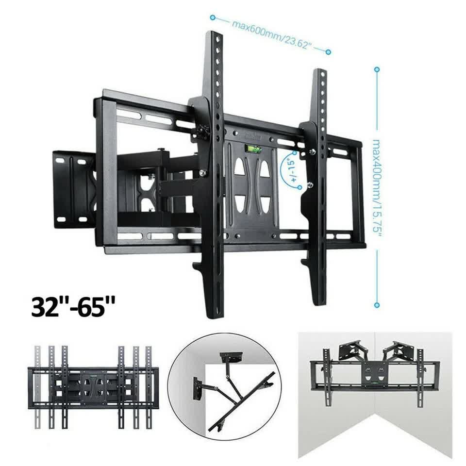 32"-65" Heavy Duty Wall Corner Tv Mount Articulating Premium Swing Arm Bracket V767-U-500A
